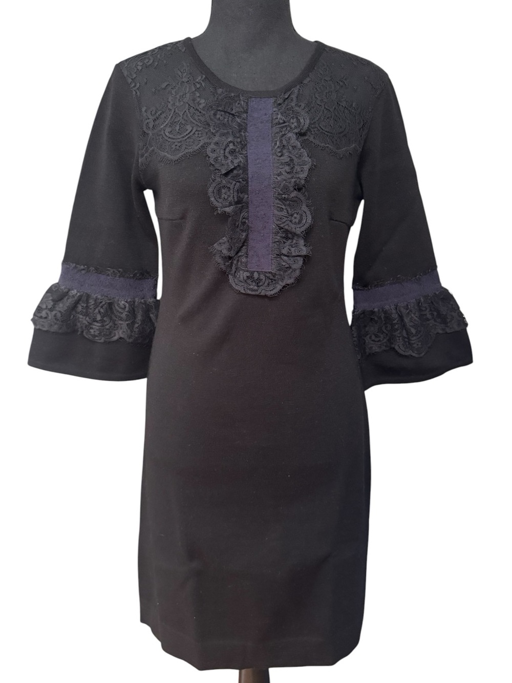 Blumarine Black Knit Top with Light Blue Label